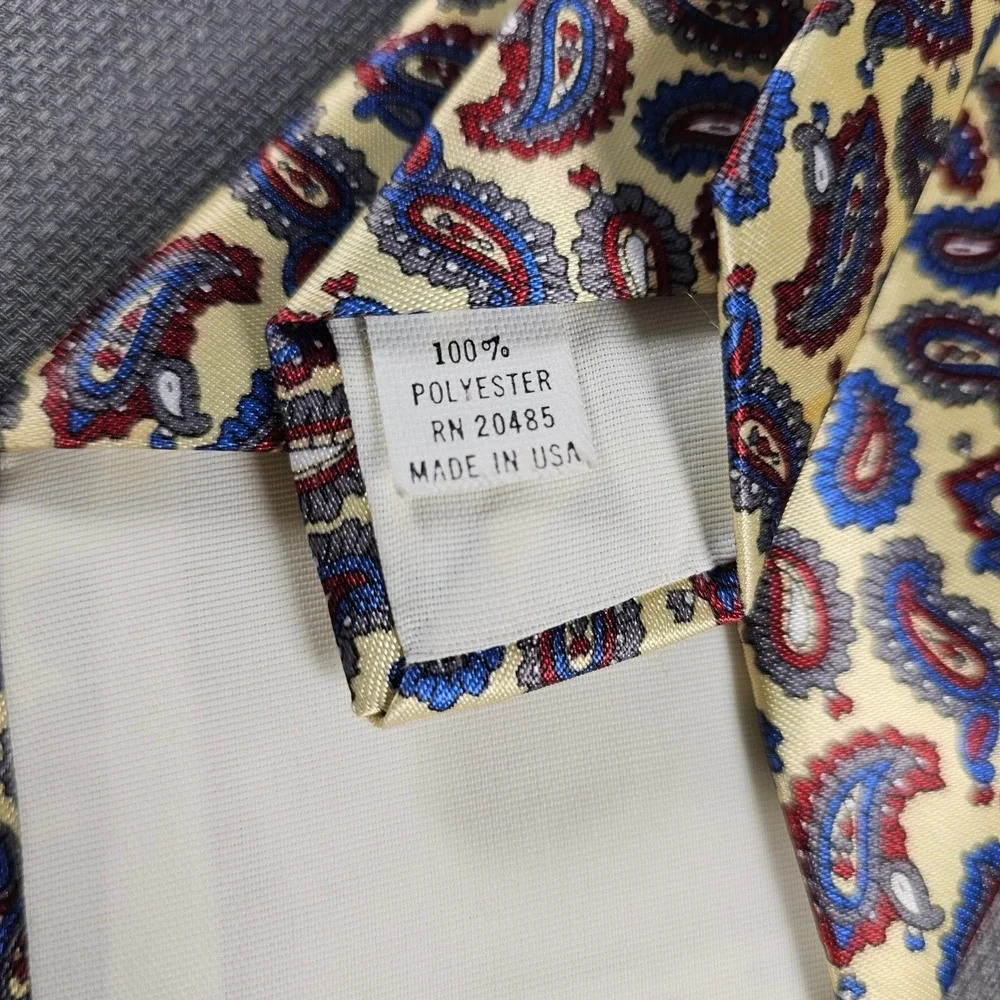 Pierre Cardin Mens Paisley Necktie Yellow Blue Red Made in USA‎ RN 20485
